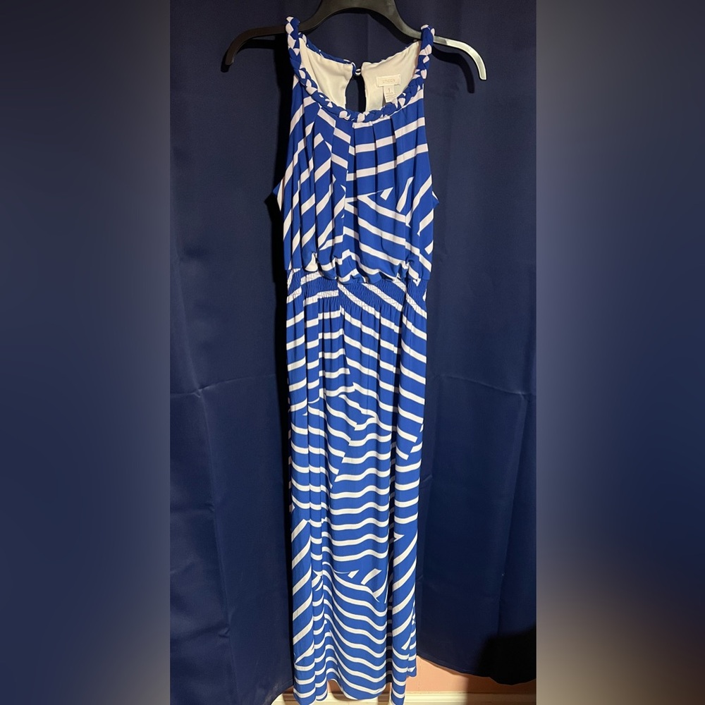Chico's Blue and White Striped Maxi Dress